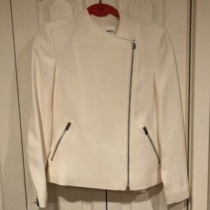 Club Monaco White Crepe Moto Jacket